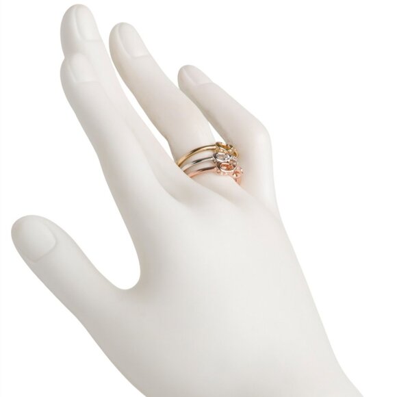 COACH Signature Pave Stackable 3 Ring Set Gold, Rose Gold, Silver - Size 7 NEW - Picture 5 of 5
